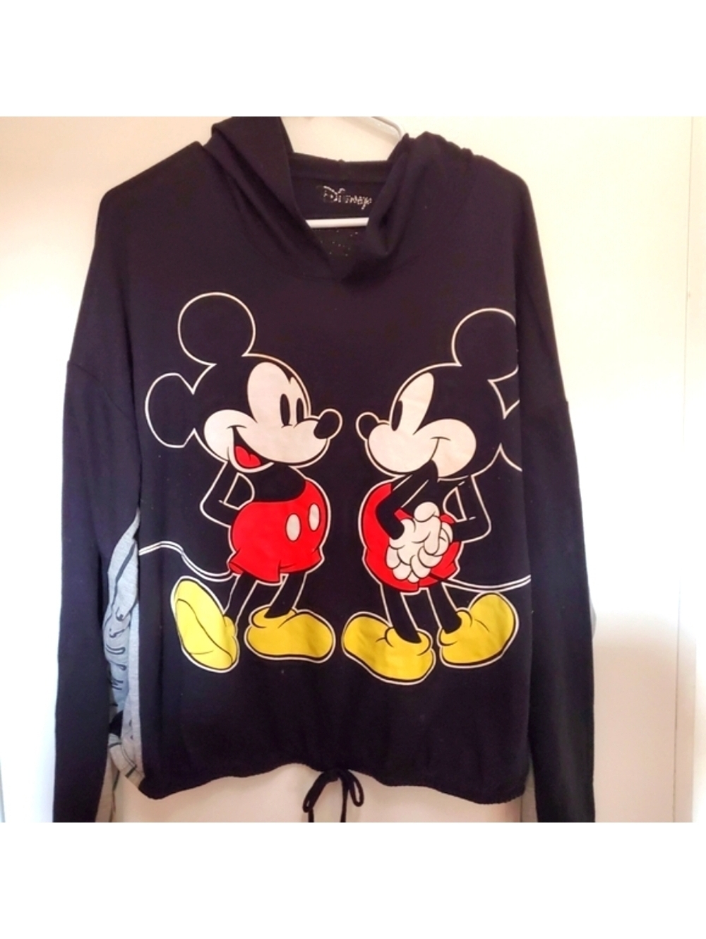 Disney Mickey Mouse Black Cotton Hoodie Sweatshirt for Women, Lightweight and Co